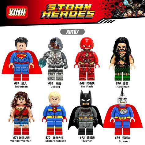 Single Sale Aquaman Superman Cyborg Flash Wonder Woman Mr Fantastic Batman Bizarro Compatible ...