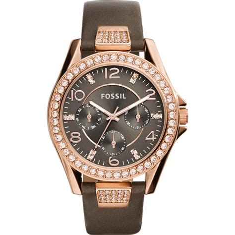 Fossil Women's Riley Multifunction Brown Leather Watch Es3888 | Watches | Shop The Exchange