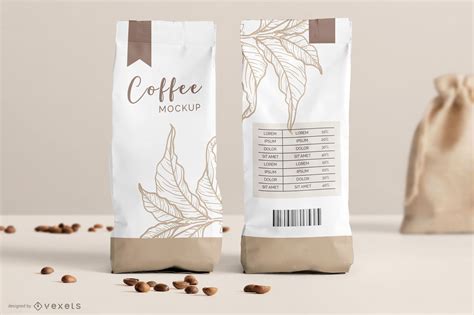 Coffee Bag Packaging Mockup PSD Editable Template