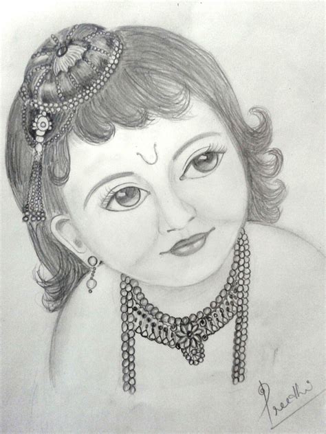 Pencil Sketch of Little Krishna