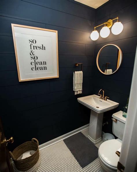 Pin by Nicole Feielin Reilly on Bathroom | Blue bathroom decor, Black bathroom decor, Navy blue ...