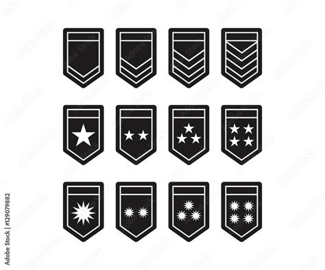 Black Army Shield Epaulets, Military Ranks and Insignia Stock Vector | Adobe Stock