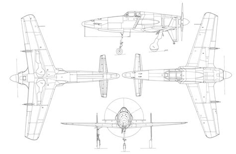 Kyushu J7W Shinden Blueprint - Download free blueprint for 3D modeling