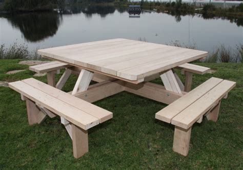 square hardwood and treated pine picnic tables