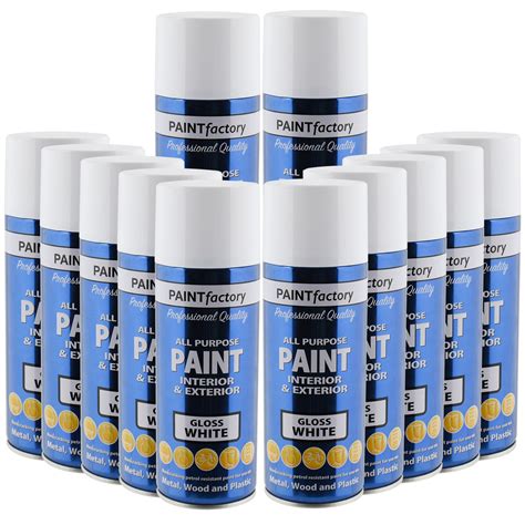 All Purpose White Gloss Spray Paint 400ml Aerosol Dry Metal Interior ...