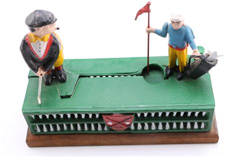 Cast Iron Reproduction Mechanical Bank with Golf Theme | EBTH