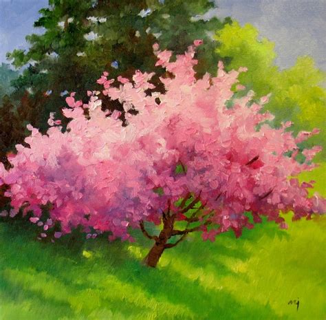 Pin by By C'mai 👻 on Watercolours | Landscape art, Pink trees, Painting