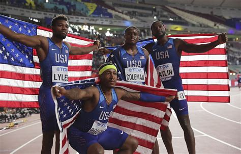 US ends wait for men’s 4x100 relay world gold