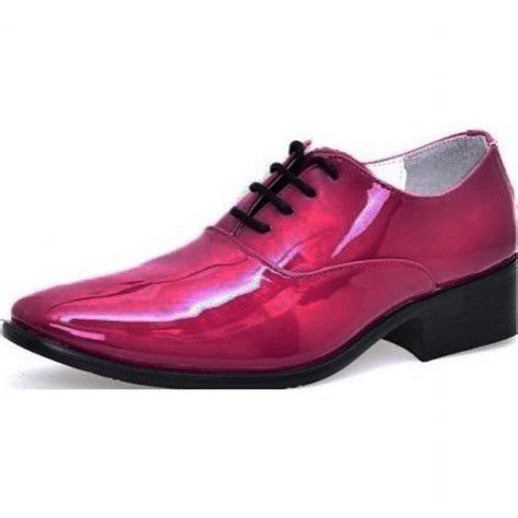 Pink Fushia Patent Leather Point Head Lace Up Mens Oxfords Dress Shoes