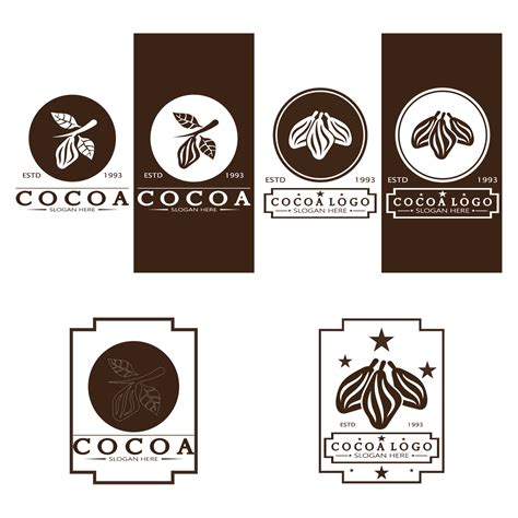 cocoa logo,cocoa bean,cocoa tree,cocoa branches and leaves,chocolate mix on white background ...