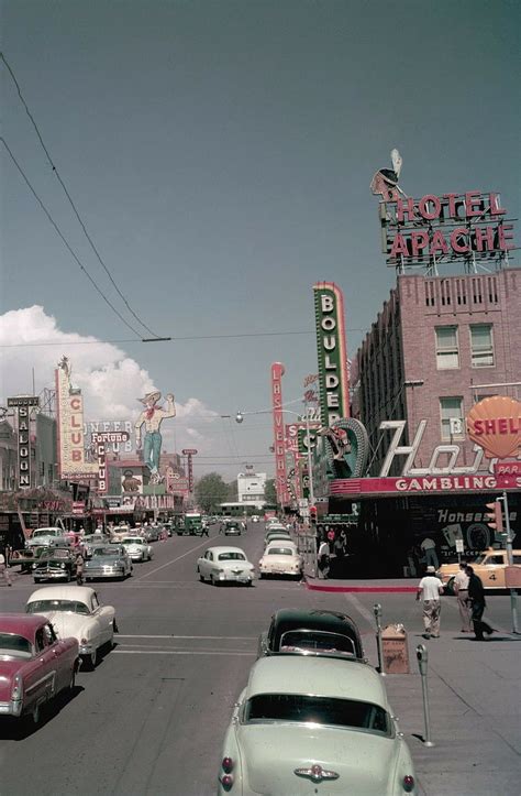 Vintage Las Vegas of Fremont Street Downtown in the 1940's, retro town ...