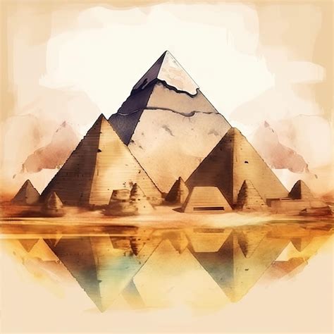 Premium AI Image | A watercolor painting of the pyramids of giza.