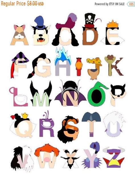 Alphabet Disney villains Cross Stitch Alphabet Disney Pattern | Etsy