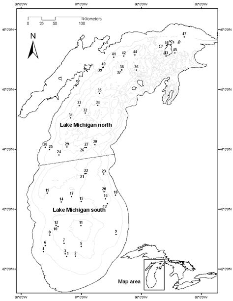 Map showing station locations of Mysis and fish sampling in Lake ...