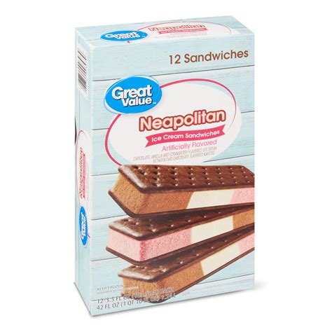 Great Value Neapolitan Ice Cream Sandwiches, 42 oz, 12 Count - Walmart.com - Walmart.com