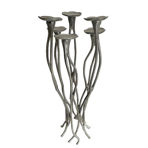 1990s Aluminum Candelabra Roots Brutalist Tall Floor Multi Candle Holder | Chairish