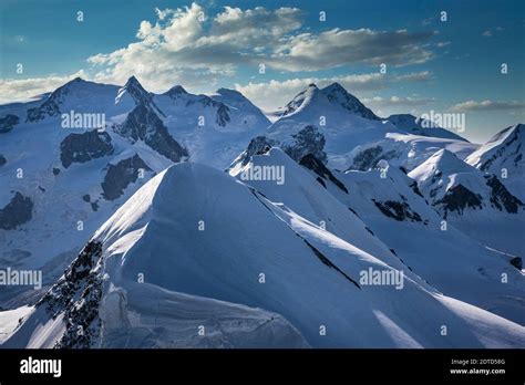 Switzerland, Monte Rosa, Aerial view of Monte Rosa Massif Stock Photo ...