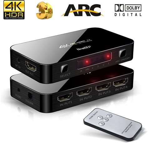 Amazon.com: 4X1 HDMI Switch with Audio Optical TOSLINK Out, NewBEP 4K Ultra HD 4 Port 4Kx2K HDMI ...