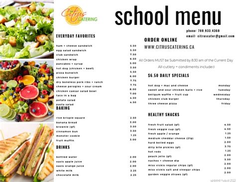 School Canteen Menu 2019 | PDF | Hamburgers | Salad