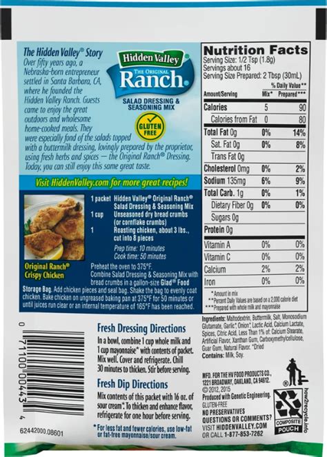 Hidden Valley Ranch Packet - Easy Recipe with Instructions