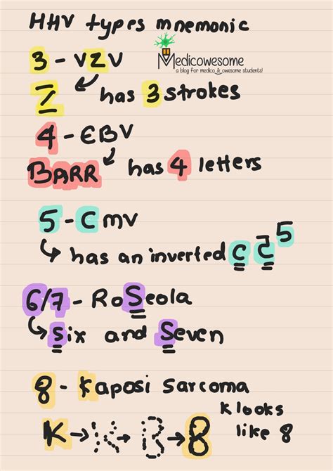 Medicowesome: Human herpes viruses (HHV) types mnemonic