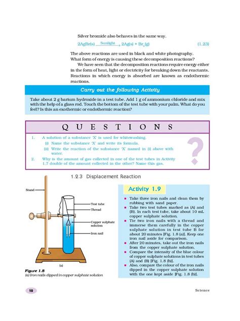 NCERT Book Class 10 Science Chapter 1 Chemical Reactions and Equations (PDF) - AglaSem