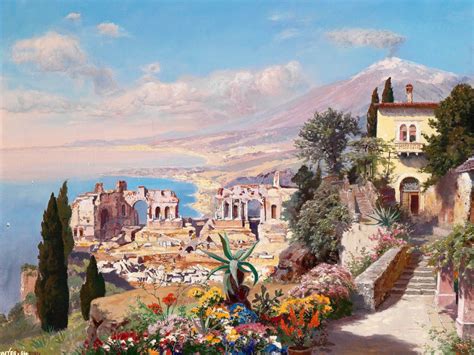 View of Taormina, Sicily jigsaw puzzle in Piece of Art puzzles on TheJigsawPuzzles.com