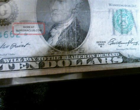 Fancy 1950a Ten Dollar Bill, Star Note. " No " In God We Trust.