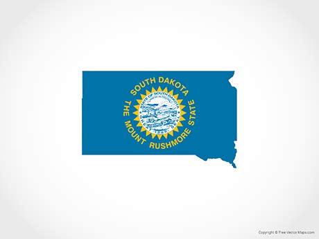 Printable Vector Map of South Dakota - Flag | Free Vector Maps