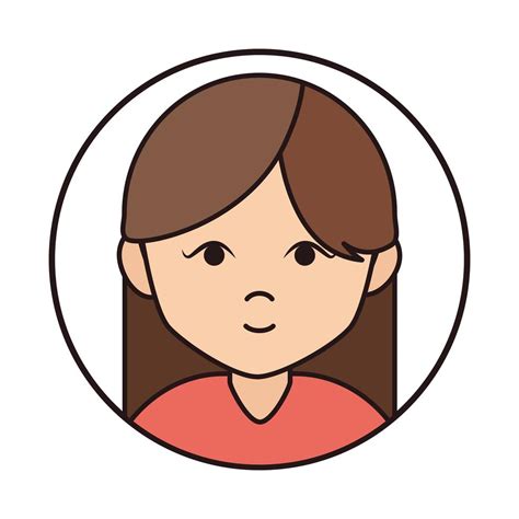 woman cartoon character portrait brunette female round line icon ...