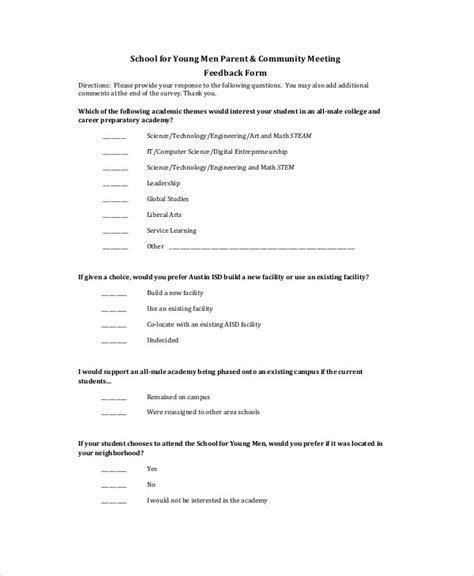 FREE 9+ Sample Meeting Feedback Forms in MS Word | PDF