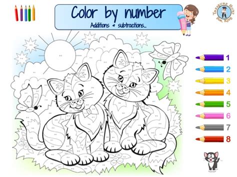 Color By Number Cat Coloring Page For Kids Education Coloring Pages - Bank2home.com