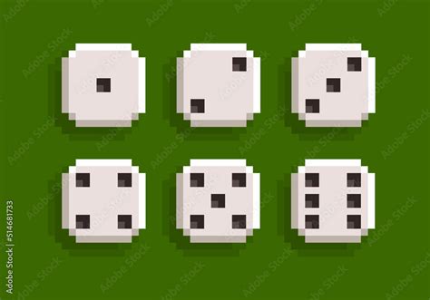 Vetor de Pixel Art Dice icon set on green Game Table. Board Game in 80s - 90s retro style. 8-bit ...