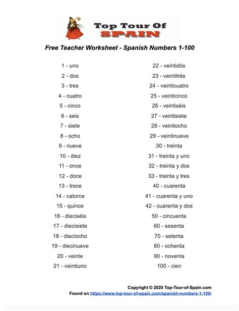 Spanish Numbers Worksheet 11 111 - Wordworksheet.com