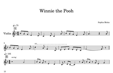 Winnie The Pooh (arr. Sophia Motta) by Richard M. Sherman Sheet Music for Violin Solo at Sheet ...