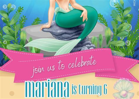 Download Free Editable PDF – Little Mermaid Birthday Invitation Templates - FRIDF