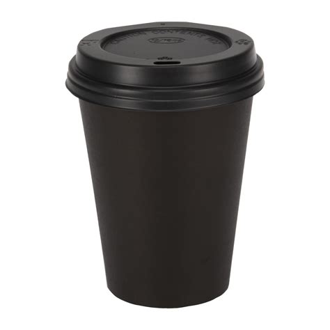 Fiesta Recyclable Takeaway Coffee Cups Single Wall Black 340ml (Pack of ...