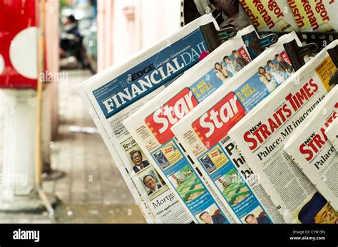 close up of newspaper on sale at street, newspaper media in malaysia ...