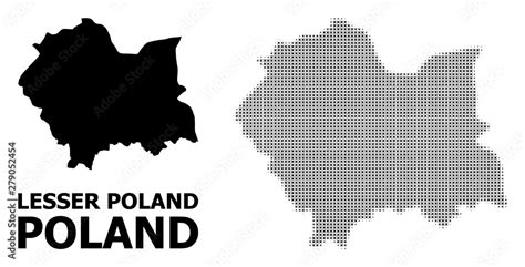 Vector Halftone Pattern and Solid Map of Lesser Poland Province Stock Vector | Adobe Stock