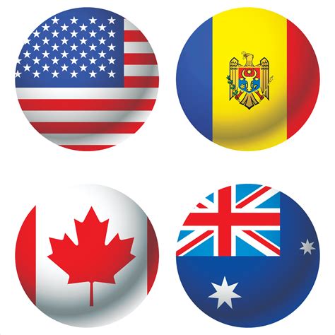 llustration of many icons of different countries. flags of the world ...