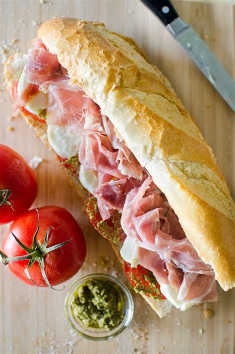 Prosciutto Mozzarella and Pesto-Marinated Tomato Sandwich | Living Lou