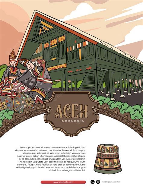 Premium Vector | Poster event layout template for tourism with Aceh culture illustration