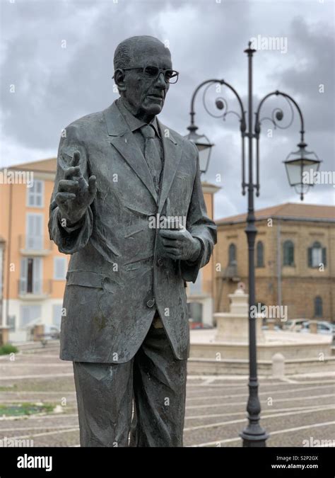 Nereto, Abruzzo region, memorial statue of Sandro Pertini, journalist ...