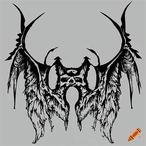 Black death metal band logo with bat wings