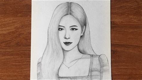 How to draw Rose blackpink || pencil sketch || Rose drawing || រៀនគូររូបរ៉ូស - YouTube