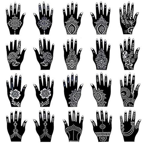 XMASIR Henna Tattoo Stencil Kit/Temporary Tattoo Template Set of 20 ...