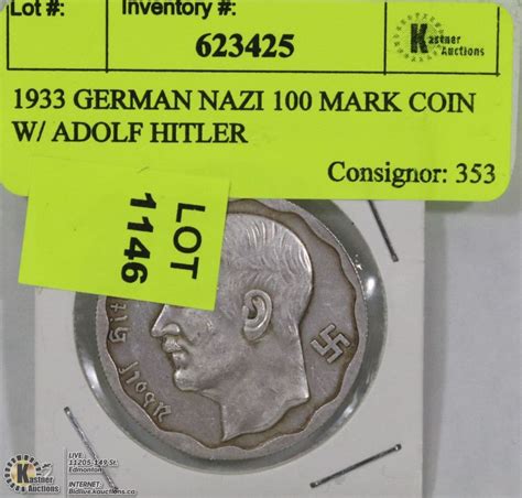 1933 GERMAN NAZI 100 MARK COIN W/ ADOLF HITLER