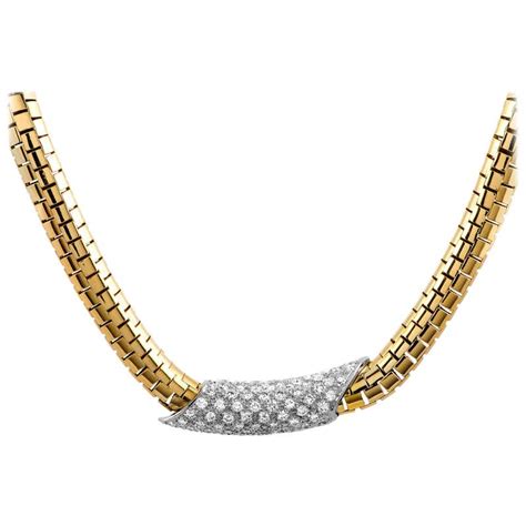 Cartier Diamond Yellow Gold Necklace at 1stDibs