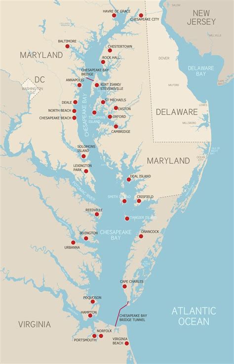 Chesapeake Bay map with places to visit. | LOVE MAPS !!! | Pinterest