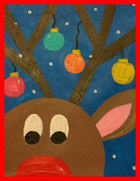 Granny Goes to School: Guided Art: Reindeer on Canvas